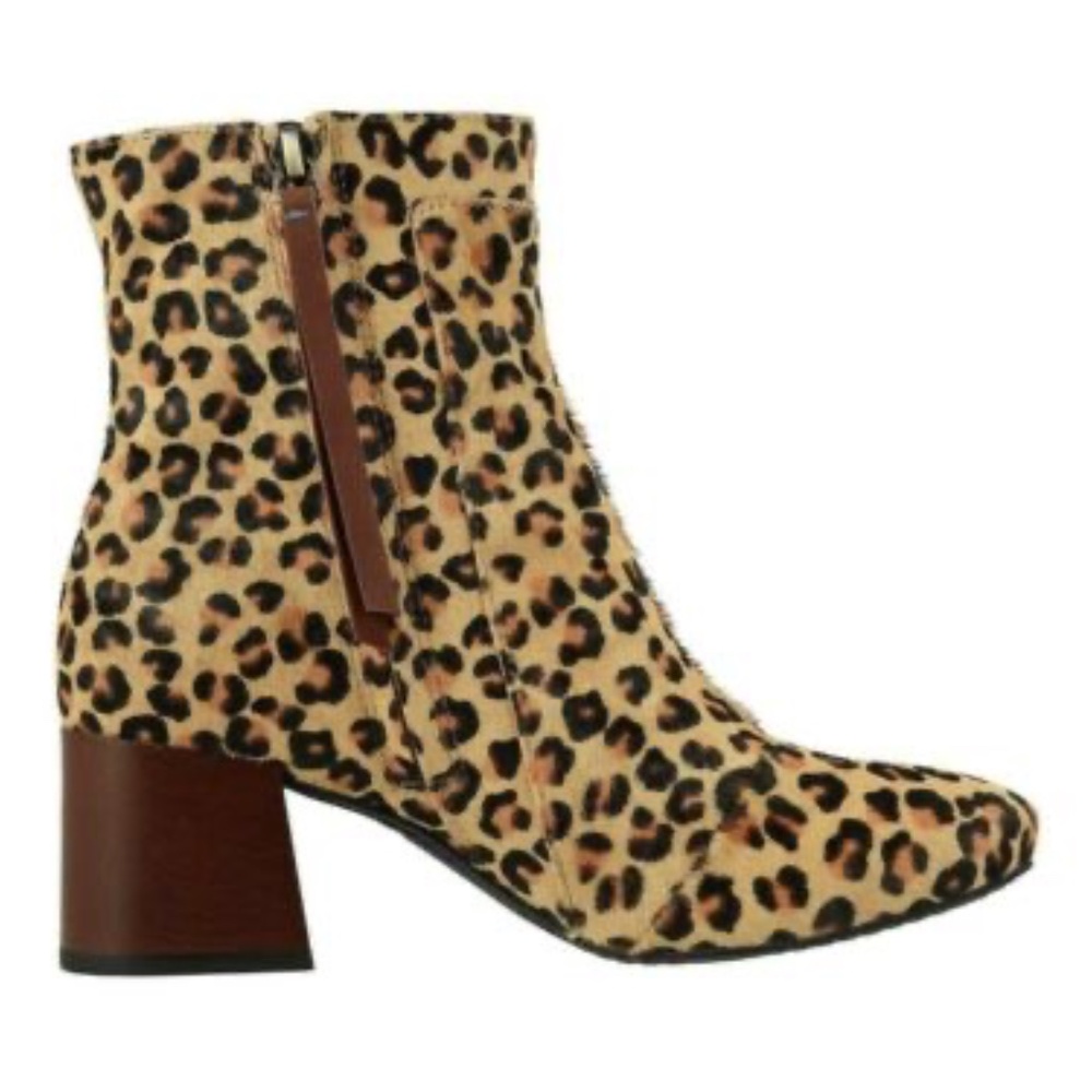 NEW TOMS Emmy Desert Tan Leopard Booties COW HAIR ANKLE BOOT BLOCK HEEL NIB - Picture 5 of 5